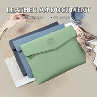 Porte-documents A4 en cuir PU avec logo personnalisé, fermeture à bouton-pression, classeur imperméable, organiseur pour le bureau, les affaires et l'école