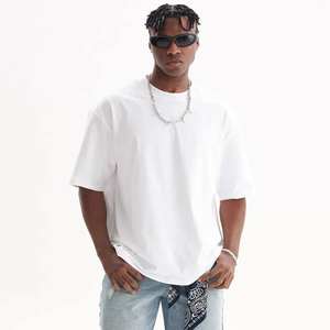 T-shirts décontractés de haute qualité pour hommes, coupe graphique ample et courte, t-shirts épais surdimensionnés, t-shirts vierges personnalisables pour hommes - Product Image 2