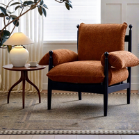 Fauteuil individuel en bois massif de style français, design de luxe léger, pour salon, chaise d'appoint vintage