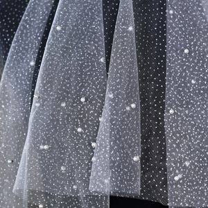 YouLaPan M95 Delicate Pearl Single-layer <strong>Veil</strong> <strong>Sparkling</strong> Starry Sky Fabric Minimalist Design No Hair Comb Bridal Accessory - Product Image 6