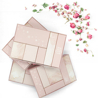 Boîte Calendrier de l'Avent de Noël Rose en Carton avec Impression Personnalisée, Dorure à Chaud, 24 Tiroirs Vides pour Maquillage, Cosmétiques et Cadeaux