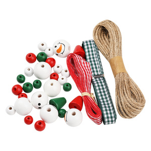 Juego de cuentas de madera con forma de muñeco de nieve navideño, colores variados, para hacer collares, decoración artesanal DIY - Product Image 5