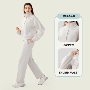 Winter Design Women Hoodies Thick Sports Casual Running Sports Sweater <strong>Half</strong> Zip High Standing Collar Pullover for Women - Product Image 3