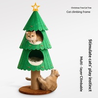 Arbre à chat de Noël avec lit pour chat, tour à chat multi-niveaux en feutre, mobilier d'intérieur pour chat de Noël avec griffoir