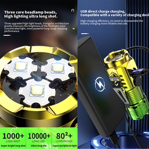 2024 Hot siêu sáng Ba mắt Quái Vật Mini <span class=keywords><strong>Flash</strong></span> ánh sáng mạnh mẽ cảm ứng từ ánh sáng <span class=keywords><strong>LED</strong></span> Đèn pin <span class=keywords><strong>Torch</strong></span> - Product Image 5