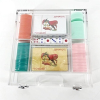 Jeu de cartes de poker en acrylique personnalisé en usine avec jetons en lucite et boîte