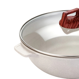 Sartén Wok de Aluminio Resistente a los Arañazos, de 32 cm, con Tapa, para Uso Culinario Profesional en la Cocina, con Logotipo - Product Image 3