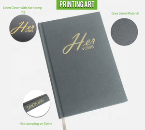 Funda de lino, lámina de oro personalizada, letras, libros de votos de boda, <span class=keywords><strong>cuaderno</strong></span> de votos para él y para ella - Product Image 2