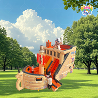 Structure gonflable combinée toboggan et trampoline sur le thème du bateau pirate |   Bateau pirate gonflable commercial pour enfants en PVC pour événements festifs