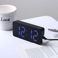 Horloge numérique en bois avec écran LED et lumière tactile pour bureau, salon et salle de bain - Design moderne