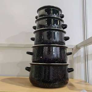 Pentolame da cucina 16/18/20/22/24CM <span class=keywords><strong>Set</strong></span> di minestra in ghisa <span class=keywords><strong>Set</strong></span> di pentole in smalto con coperchio in vetro - Product Image 1