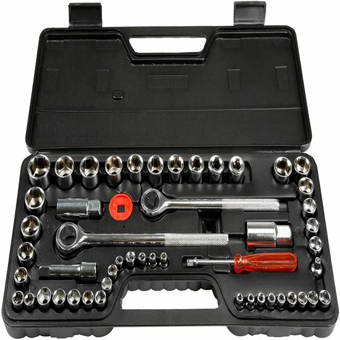 52 pcs socket wrench set ratchet mechanics tool kit 1/4-3/8-1/2 drive craftsman socket wrench tool set