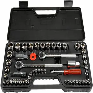 Conjunto de ferramentas chave soquete, 52 peças, kit de ferramentas mecânicas de catraca 1/4-3/8-1/2 unidade artesão conjunto de ferramentas chave soquete