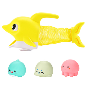 Juguetes para Baño de Bebés <span class=keywords><strong>MY</strong></span> TOYS, 60 Piezas/Caja, ABS + PVC, Delfín Hambriento con 3 Peces, Juego Interactivo de Verano, Logotipo Personalizado - Product Image 3