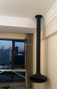 Cheminée à éthanol murale suspendue et poêle flottante d'intérieur en acier au carbone, design contemporain, chauffage pour villas ou hôtels - Product Image 6