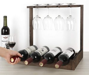 KỆ BÀY Chai Rượu Bằng Gỗ, Kèm Kệ Để Chai Thủy Tinh, Giá Trưng Bày Rượu Với 4 Khay Đựng Ly Rượu, Dùng Cho Nhà Bếp, Tủ Bar - Product Image 4