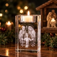 Centre de table personnalisé de luxe, tendance mode, en cristal gravé rectangulaire, pour bougie chauffe-plat et chandelier religieux pour la première communion