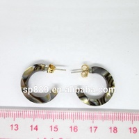 Ensemble de petites boucles d'oreilles créoles en acétate, pendantes style chandelier, plaqué argent sterling, motif écaille de tortue, forme 'C', cadeau de mariage, accessoires pour femmes