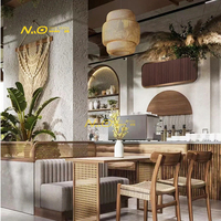 Design d'intérieur de café, éclairage LED, mobilier d'exposition écologique, comptoir de restaurant