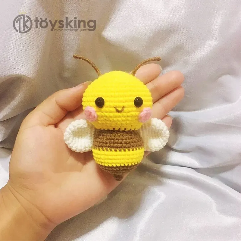 ToysKing Yarn Knitted Bee Plush Soft Toy, Stuffed Bee Toys with Handmade Crochet For Customizing Gifts