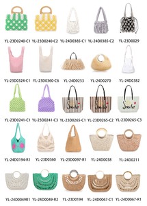 Borsa a tracolla da spiaggia estiva da donna e da ragazza in paglia di carta ecologica con fodera con coulisse in ciliegio - Product Image 3