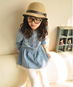 Vêtements pour enfants en gros, robe courte à manches longues en denim pour petites filles, provenant d'un fabricant chinois - Product Image 4