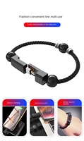 Bracelet Mala Bouddhiste avec Câble USB Type-C à Charge Rapide et Perles en Alliage de Zinc, Tressage en Cuir pour Écouteurs et Appareils Android