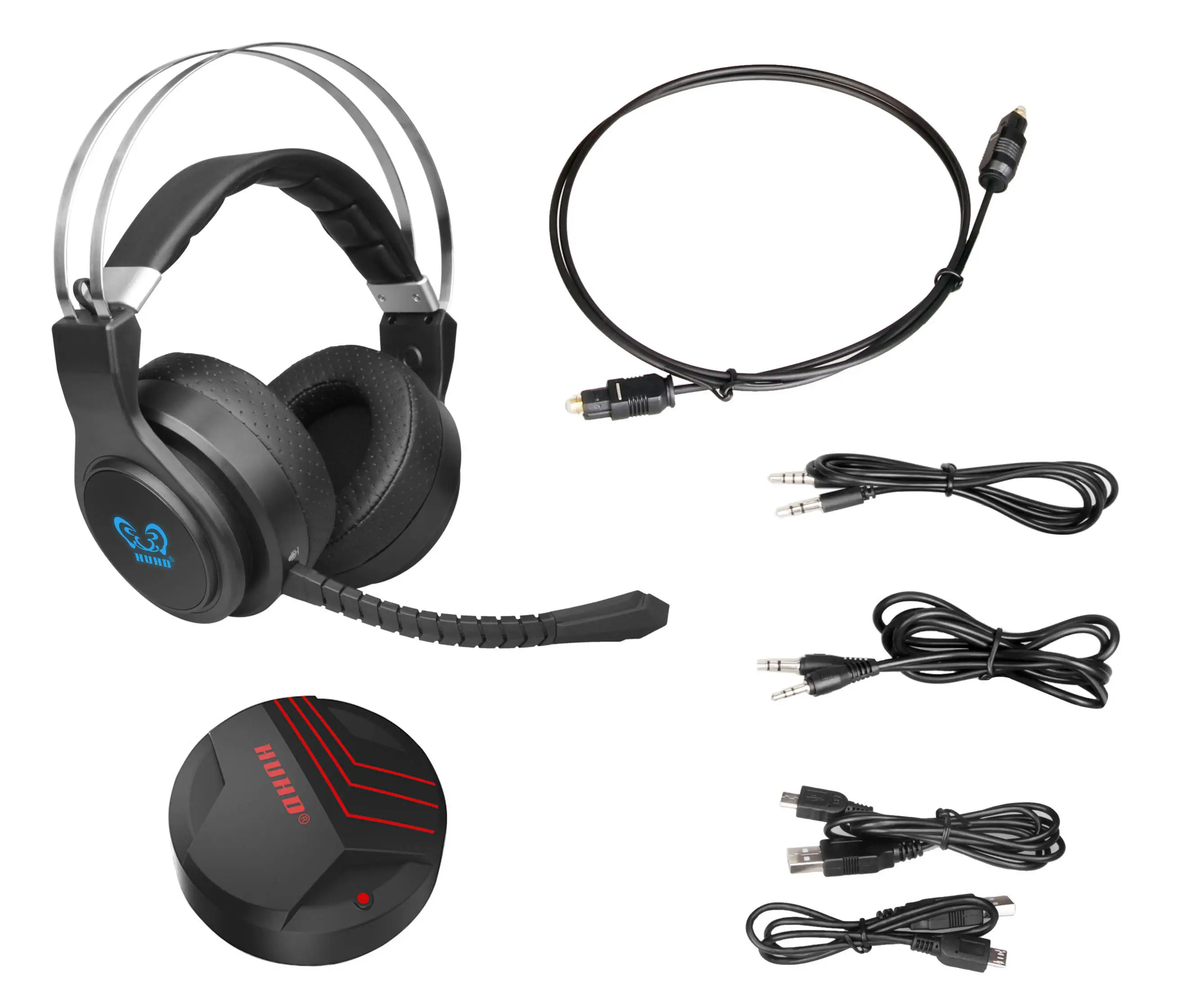 2.4Ghz Headset Gaming Nirkabel Multifungsi Lampu LED Headphone Game Nirkabel 7.1 Suara Surround Earcaps Besar Kualitas Bagus