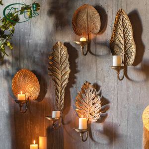 Vintage Metal Monstera <b>Leaf</b> Candle Holder <b>Wall</b> <b>Decor</b> Handmade Iron Christmas Home Decoration - Product Image 2