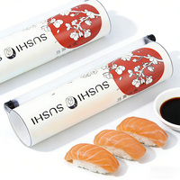 Conteneur à sushi jetable en papier avec couvercle sécurisé - Boîte bento portable avec tube à pousser - Emballage recyclable et biodégradable