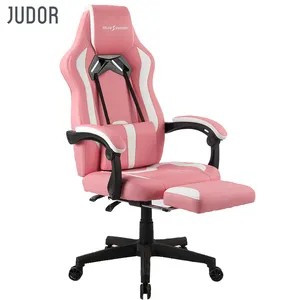 Judor High Back Swivel Computer Pink Gaming Chair Racing Chair With Footrest