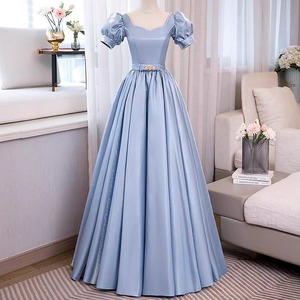 Blue Gray Long Ball Gown Women Stage Performance Costume With Label Adult Size - Product Image 3