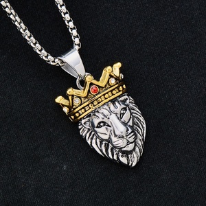 18K Gold Plated Stainless Steel <b>Cross</b> Link <b>Chain</b> Zircon Pendant <b>Men's</b> Women's Trendy Hip Hop Necklaces Crown Shape - Product Image 5