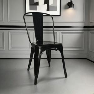 Modern Industrial-Style Metal Dining <b>Chairs</b> with <b>Stackable</b> Design Removable Armrest Water Resistant; for Cafes Lounges & Hotels - Product Image 3