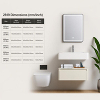 Meuble-lavabo KIDOIR ton chaud avec vasque en pierre frittée et miroir LED 600-1200mm, finition PET couleur café au lait pour projets de vente en gros