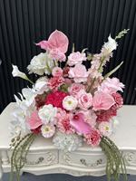 Fleurs artificielles roses, rose poudré, rose vin, fleurs de chemin de table, fleurs de table, centre de table floral, boule de fleurs, arche florale