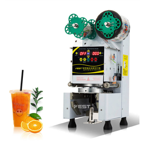 Machine à sceller les gobelets en PET, machine à sceller automatique les gobelets en plastique PP pour les boissons au lait à bulles, les jus, les boissons, machine à sceller les gobelets électrique - Product Image 1