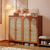 Meuble à chaussures en bambou Honvidora, pour entrée, usage domestique, multi-niveaux, grande capacité de rangement, quatre portes, style luxe léger, meuble autoportant