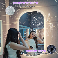 Miroir de salle de bain ovale mural intelligent à écran tactile LED moderne, anti-buée, avec éclairage LED, indice de protection IP44, pour usage domestique