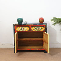 Buffet en bois massif peint, style antique, avec cloison et joints à mortaise et tenon, design personnalisable pour salon