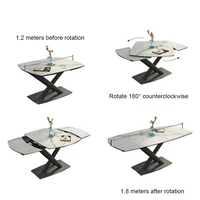 Table à Manger Extensible Ronde Moderne en Céramique Noire Pliante Solide Automatique Rectangulaire en Acier Transformable Pièces d'Ensemble pour Salle