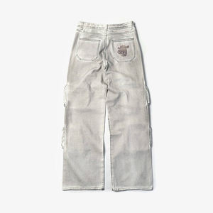 DIZNEW 2024 primavera alla moda <span class=keywords><strong>Beige</strong></span> bianco Do vecchi pantaloni <span class=keywords><strong>Cargo</strong></span> di alta qualità design Custom logo Multi Pocket Pants uomo - Product Image 2