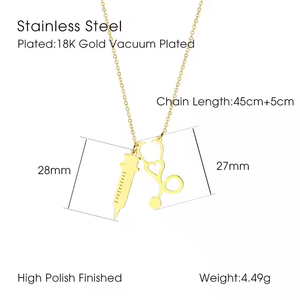 중저 도매 의료기기 청진기 목걸이 의사 주사기 여성 쇄골 체인 스테인리스 스틸 목걸이 - Product Image 5