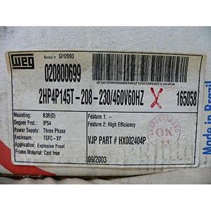 มอเตอร์ไฟฟ้า Weg 2 แรงม้า AC 208 230 460V 60Hz สามเฟส 1500 รอบต่อนาที รุ่นทองแดง 2HP4P145T - Product Image 3