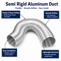 Tuyau de ventilation flexible en métal à interface réglable, soufflet semi-rigide en alliage d'aluminium 10m SR FD-02 pour usage hospitalier et scolaire