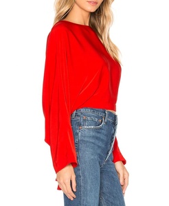 <span class=keywords><strong>Blusa</strong></span> Sexy Roja para Mujer con <span class=keywords><strong>Espalda</strong></span> Descubierta, Cierre Ajustable con Lazos en la <span class=keywords><strong>Espalda</strong></span>, Diseño Moderno con Abertura en la <span class=keywords><strong>Espalda</strong></span> - Product Image 3