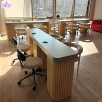 Fournisseurs de clous en bois massif de bonne qualité moins chers Ensembles de table de manucure à deux places avec aspirateur anti-poussière