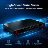 Serveur série 8 ports 1U en rack, RS232/485, isolation galvanique 2,5 kV, TCP/UDP et COM virtuel, large plage de tension 12-48 V CC