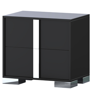 Mirrored Nightstand With <b>2</b> <b>Drawers</b> Black Metal Foot Bedroom Living Room <b>Storage</b> Cabinet - Product Image 6