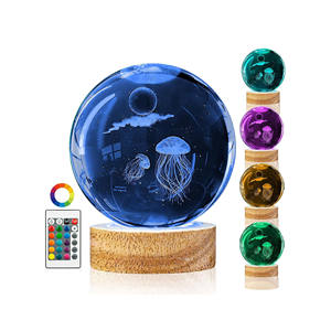 Lámpara de Noche LED USB con Bola de Cristal 3D, Diseño de Medusa, Delfín, Ballena y Concha, para Decoración de Dormitorio y Hogar, Venta al Por Mayor - Product Image 1